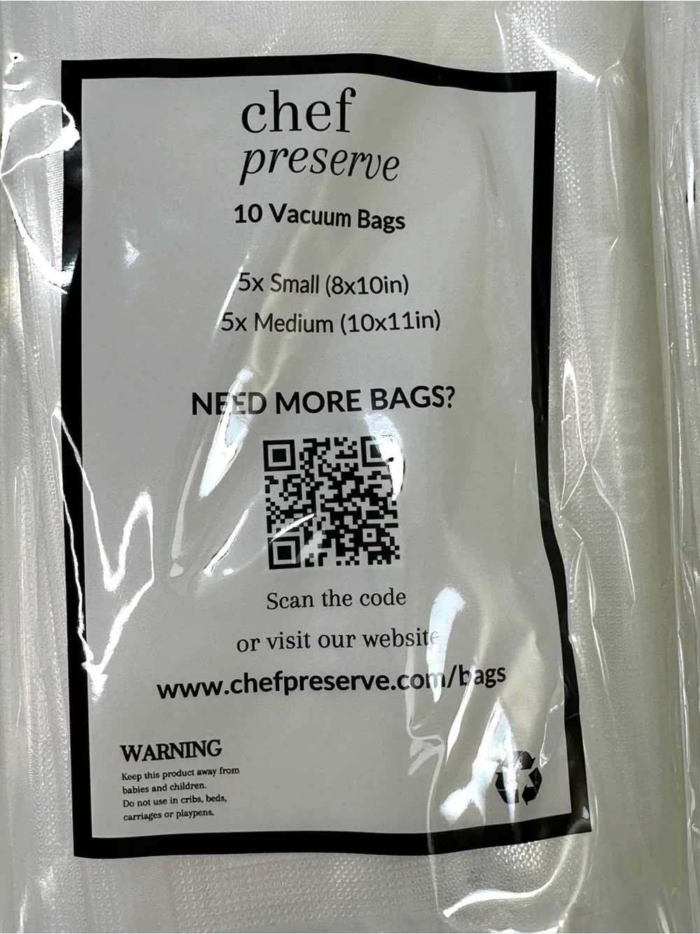 Chef Preserve Vacuum Storage Bags - Clear White (6 Pack) 60 bags total